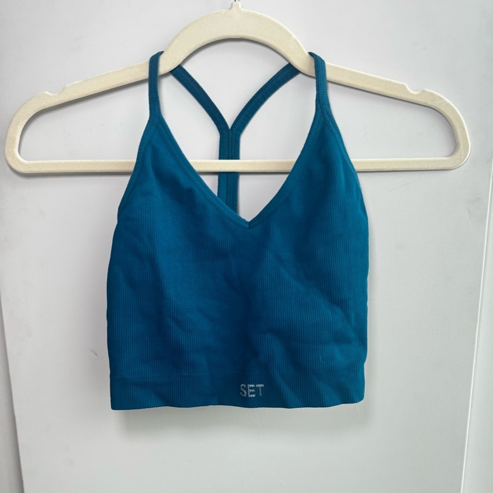 SET ACTIVE sculpt flex teal ribbed sports bra - Picture 2 of 5